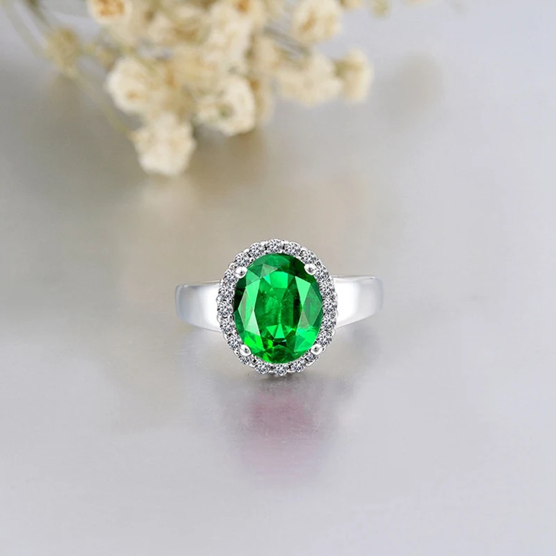 Simple gem models HOT selling ring- Green Blue gem Engagement Ring Trend Accessories