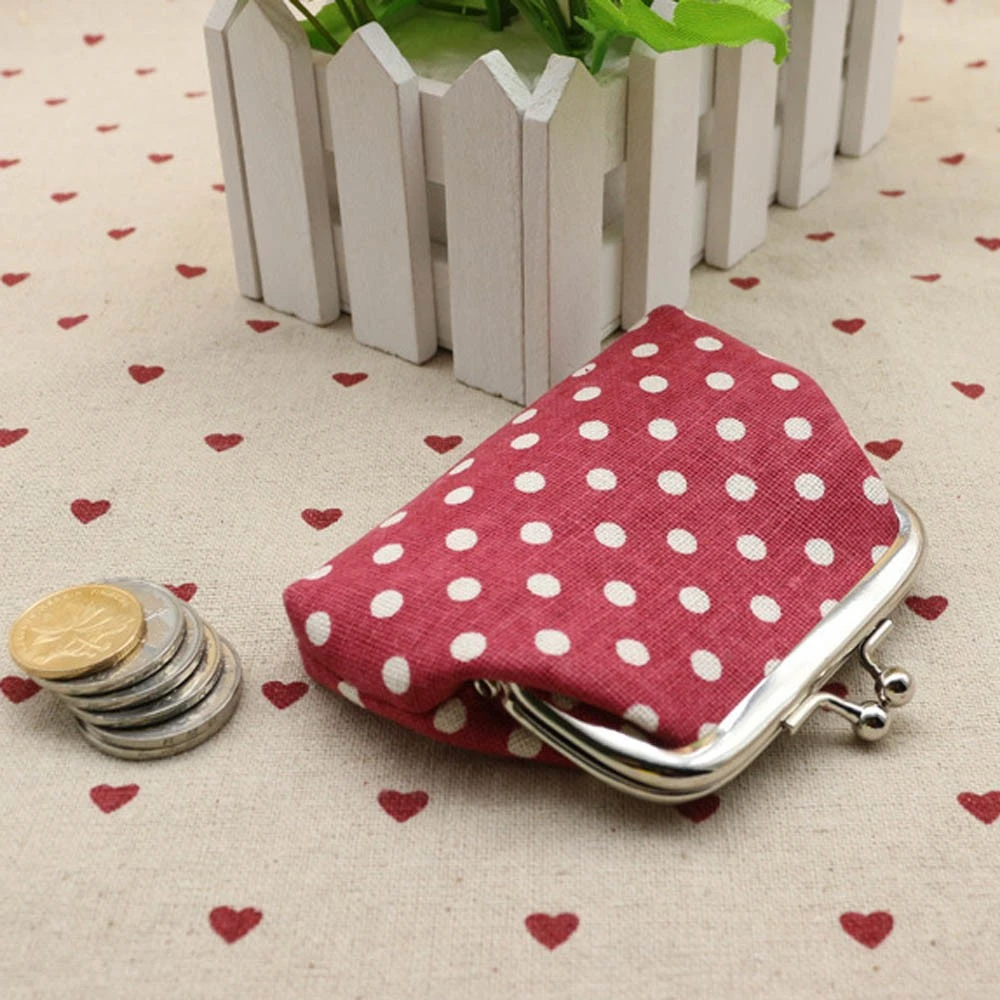 New Women Coin Purse Linen Dot Hasp Small Wallet Pouch Key Card Holder Clutch Handbag Dropshipping Wholesale Cheap Price 814