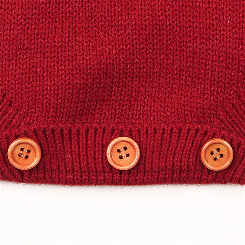 Малыш новорожденный младенец Повседневный детский зимний свитер для девочек Одежда для маленьких мальчиков однотонный комбинезон с длинным рукавом вязаный свитер детский свитер