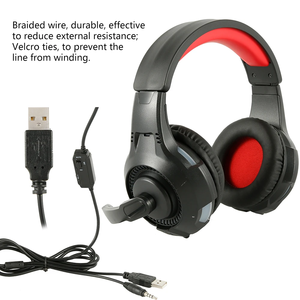ADJUSTABLE USB HEADSET EARPHONES With MICROPHONE 4D Stereo Surround Subwoofer Sound for PC Laptop Game Accessories