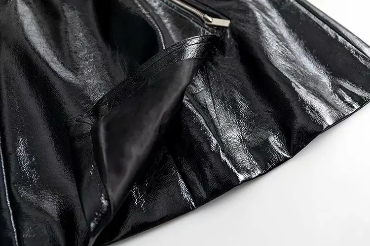 Bella Philosophy женские осенние юбки из искусственной кожи с завышенной талией женские асимметричные юбки Повседневная Женская мини-юбка на молнии