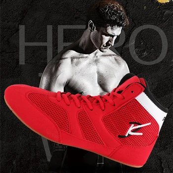 

Professional Boxing Wrestling Shoes Rubber Outsole Breathable Combat Sneakers Lace-up training fighting boots Plus Size 45 HW214