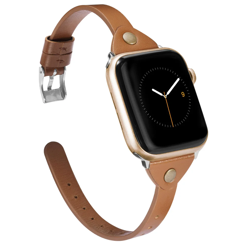 Ремешок из натуральной кожи для iWatch 38/40/42/44 мм, Смарт-часы, браслеты, аксессуары, ремешок для Apple Watch, серия 5 4 3 2 1 - Цвет ремешка: LBrown