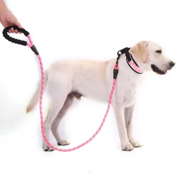 

1.5m Pet Dog Leash Strengthen Traction Dog Harness For Large Dogs Rope Walking Big Dog Collar Round Nylon Medium Dog Lead Belt