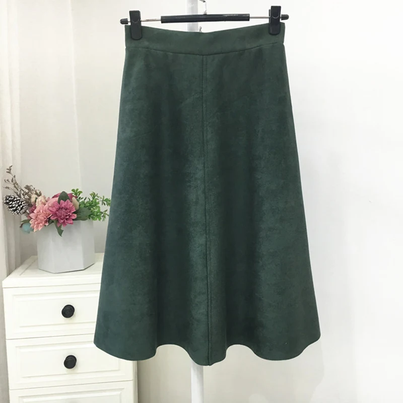 Женская трапециевидная юбка из замшевая TIGENA, юбкамиди с высокой талией для женщин на осень-зиму