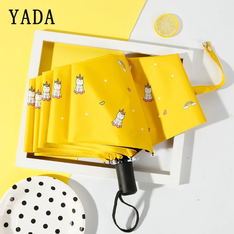 

YADA INS Cartoon Unicorn Umbrella Rain Women uv Animal Unicorn Automatic Umbrella For Women Windproof Folding Umbrellas YS802