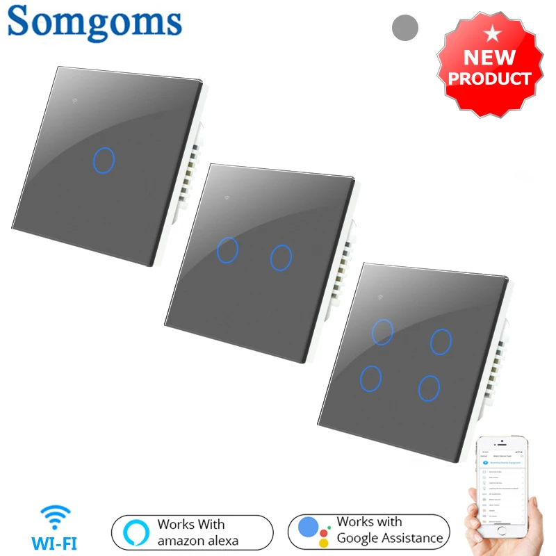 

Wifi Smart Touch Switch Remote Control 1/2/3/4 Gang 2 Way AC 100V/220V Wireless Wall Light Switch EU/UK Standard Smart Home