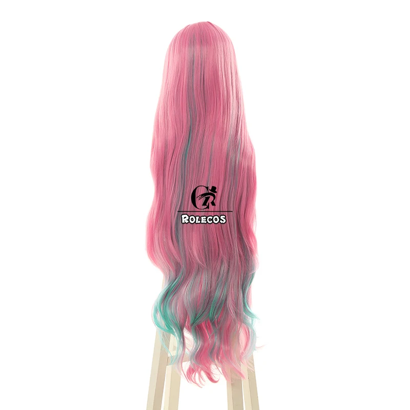 ROLECOS Pinky Pop Hepburn Cosplay Hair Anime Virtual YouTuber Cosplay Long Hair Women Synthetic Hair 98cm Pink Mixcolor Headwear