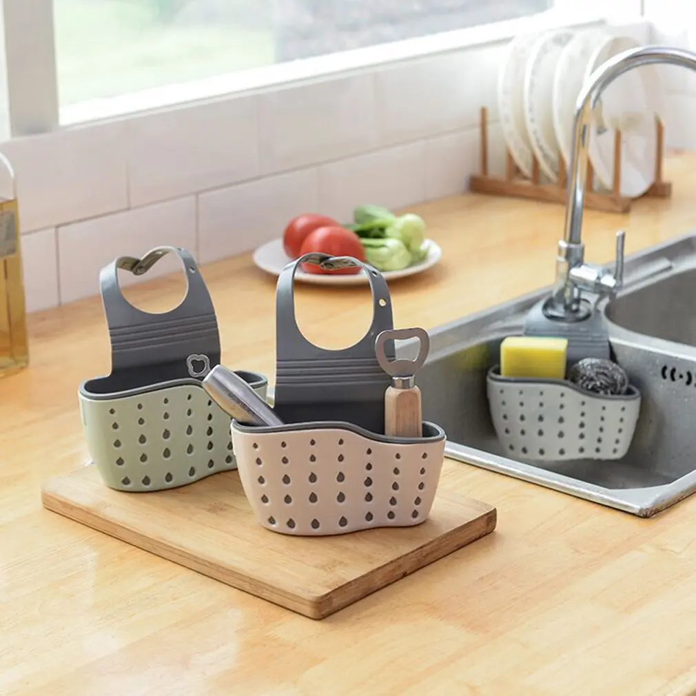 Kitchen Utensils Sink Double Drain Bag Storage Rack Sponge Pool Storage Supplies Hanging Basket Drain Rack dishwasher sink drain rack vegetable sink storage rack drain basket storage rack filter retractable kitchen supplies