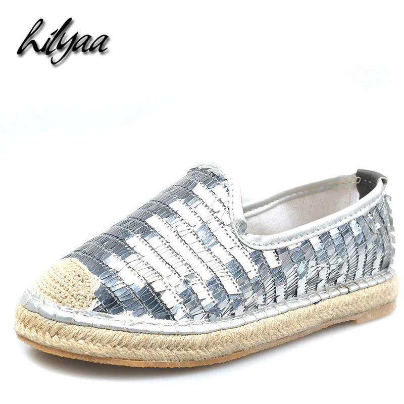 

Woman Bling Flats Spring Fashion Sneakers Sequins PU Weave Female Walking Tenis Feminino Outdoor Footwear Bling Flats Sneakers