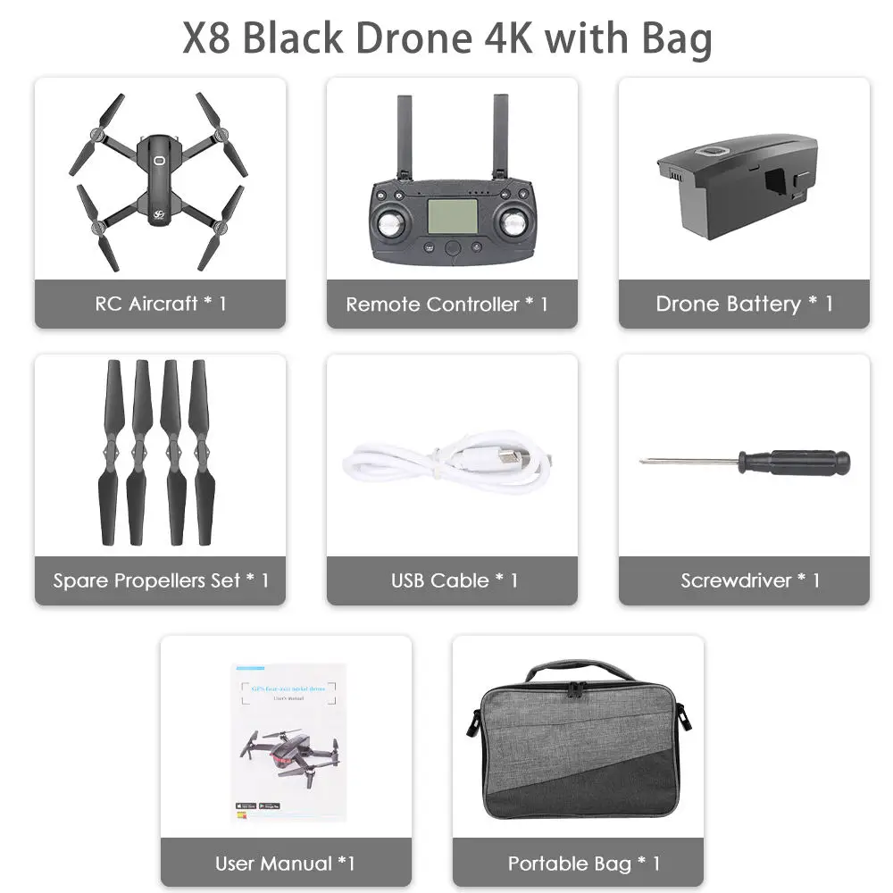 CSJ gps Радиоуправляемый Дрон с камерой 4K HD X8 бесщеточный интерфейс MV точка полета жестом Фото Видео RC Квадрокоптер Портативная сумка - Color: 1 Battery