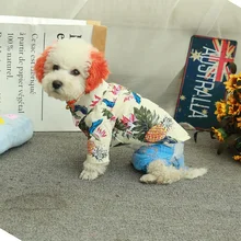 Летняя Пляжная рубашка для собаки, кошки, модная рубашка с изображением ананаса, короткий рукав, Одежда для животных, милый костюм