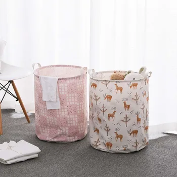 

2020 Hot Cotton Linen Foldable Laundry Basket Sundries Clothes Organizer Laundry Bag Kids Toy Storage Buckets Laundry Hamper