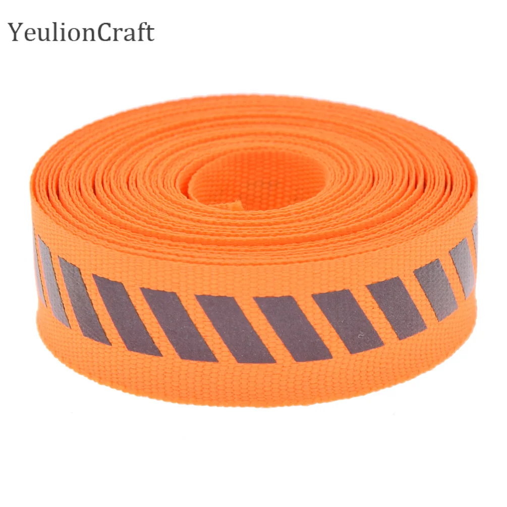 Orange YeulionCraft 2,2x500 см Светоотражающая эластичная лента для одежды оранжевый черный цвет пояс тканевая лента Diy украшение дома - Цвет: Orange