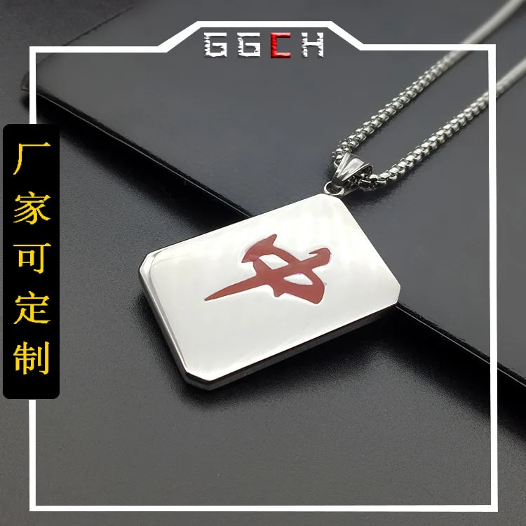 

Titanium Steel Pendant Occident Fashion Necklace Stainless Steel Ornament And Negative Two-sided Mahjong an Creative Design Cust