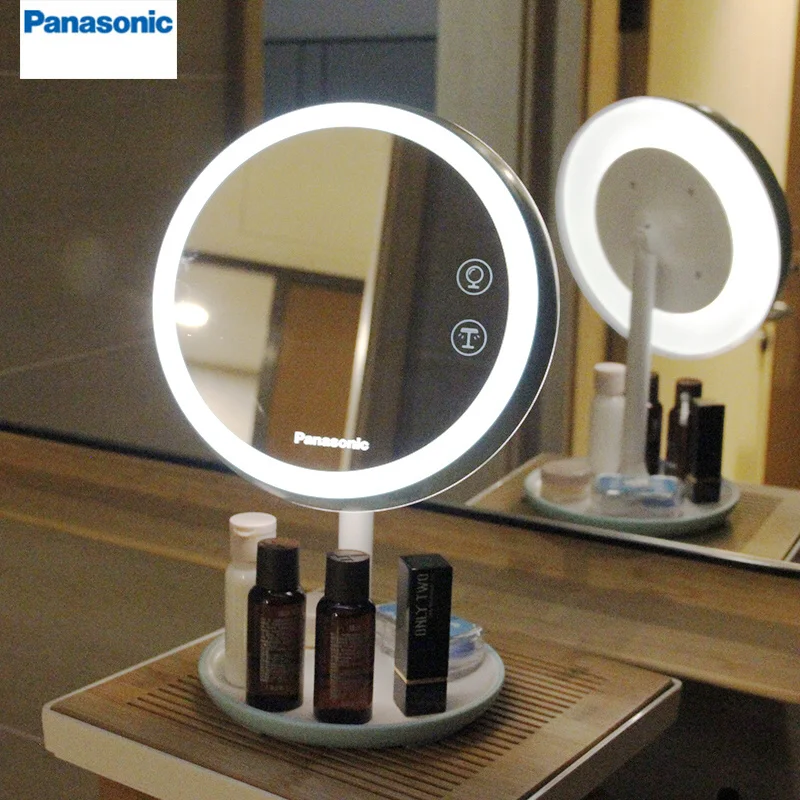 Panasonic светодиодный зеркало для макияжа с подсветкой светодиодный натуральный свет USB Перезаряжаемый Сенсорный Экран Зеркала для красоты затемнения макияж лампа