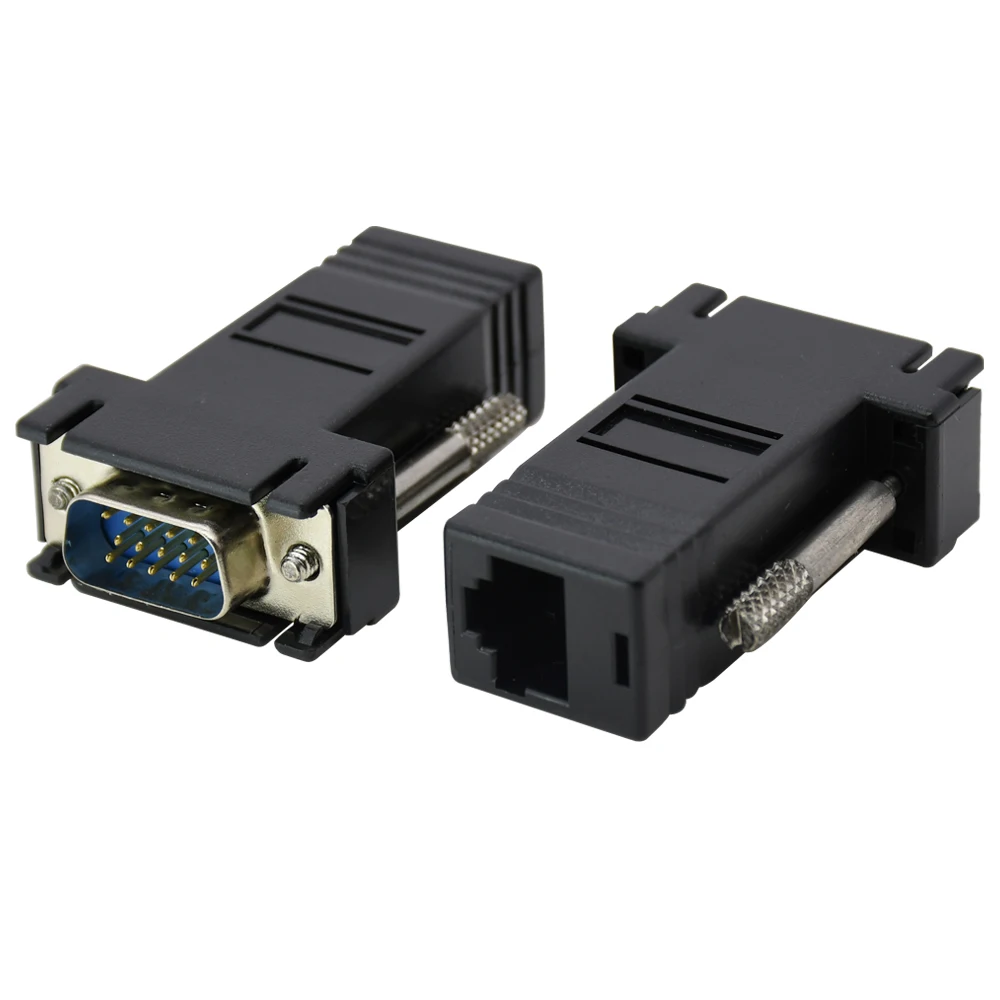 

RJ45 to VGA Extension Extender Hot VGA Extender Female/Male to Lan Cat5 Cat5e/6 RJ45 Ethernet Female Adapter signals up to 100ft