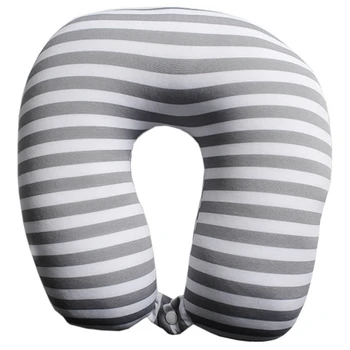 

Minibeads U Shaped Neck Pillow Stripe Travel Pillows Foam-Grey