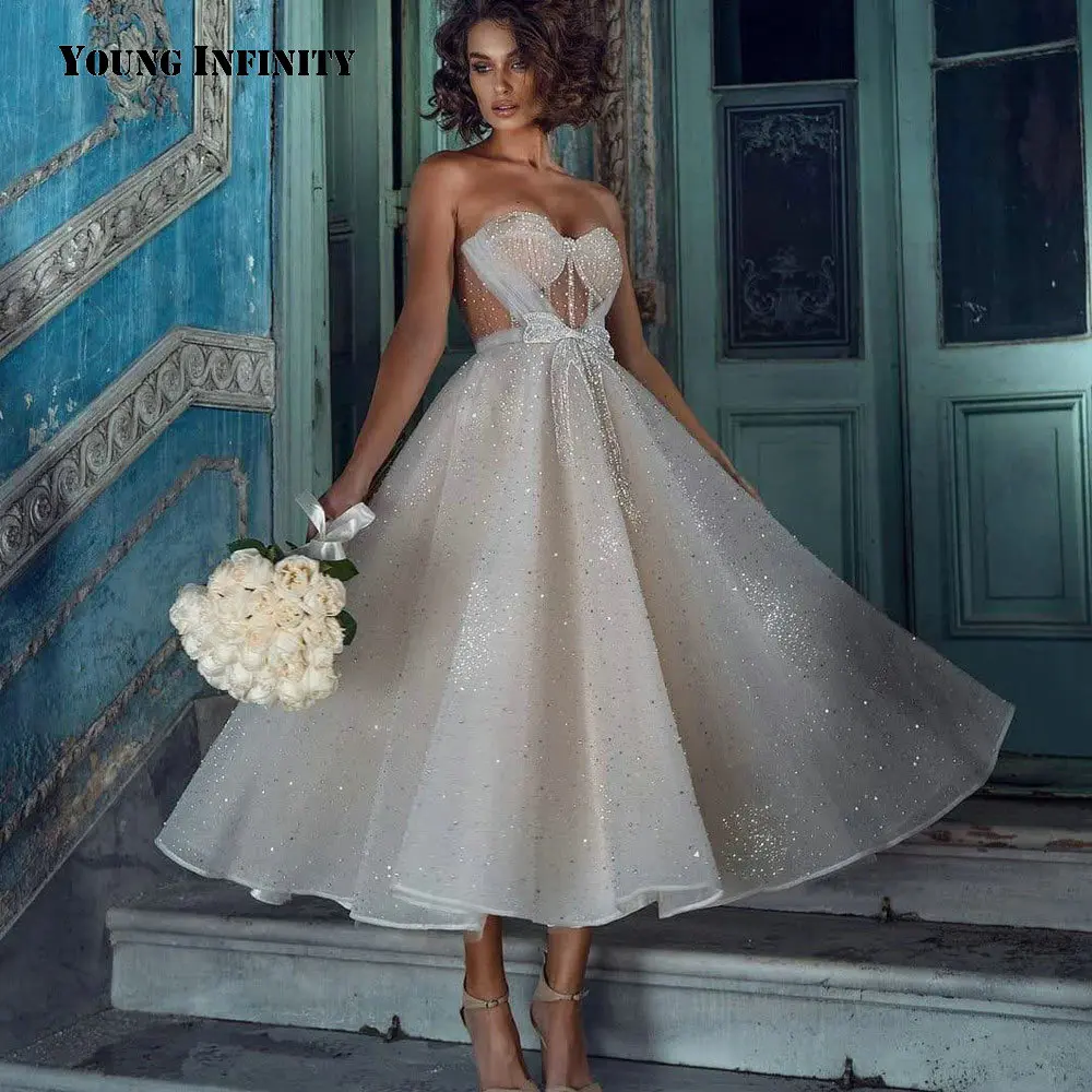 New Arrival Ankle Length Prom Dress 2022 Sweetheart Backless Illusion Design Bow Formal Bridal Party Gown Custom Made plus size prom & dance dresses Prom Dresses