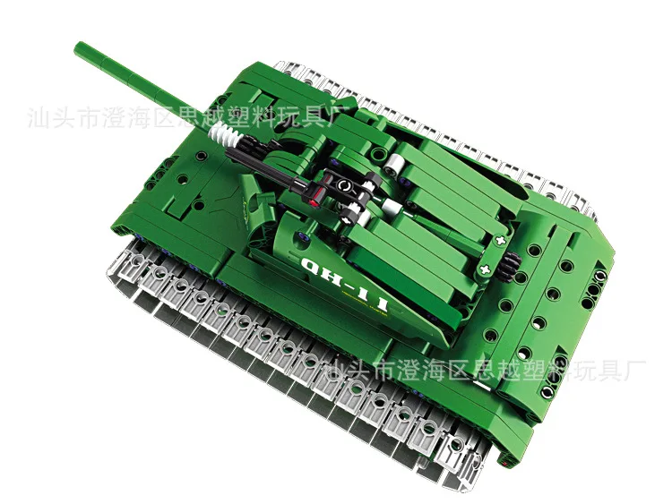 

QIHUI 8011 Military Assembled Building Blocks Toy Remote Control Tank 6-10 a Year of Age Children Gift