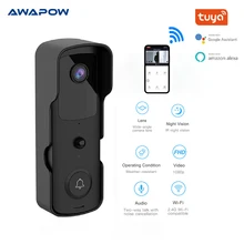 Awapow-videoportero inteligente Tuya, sistema de seguridad con WIFI, conectado con cámara de videovigilancia HD, visión nocturna