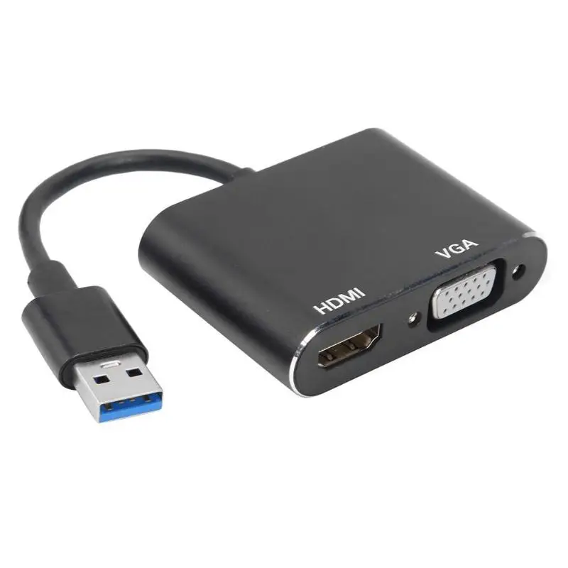 Прочный 2 в 1 конвертер Кабель деликатный дизайн мульти-дисплей USB3.0 к HDMI VGA адаптер USB к HDMI конвертер аудио-видео кабель