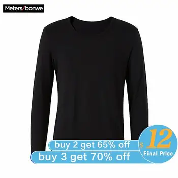 

Metersbonwe spring New Basic Long sleeve T-shirt Male High Quality Fashion Men pullover Basic Solid color T-shirt 266027