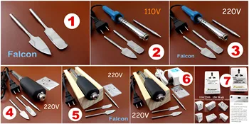 

7kinds Leather Craft Edge Crease Glitch Burrs Oil Wax Spatula Electric Solder Iron Tip Set - Edger Creaser Groover Skiver Bevele