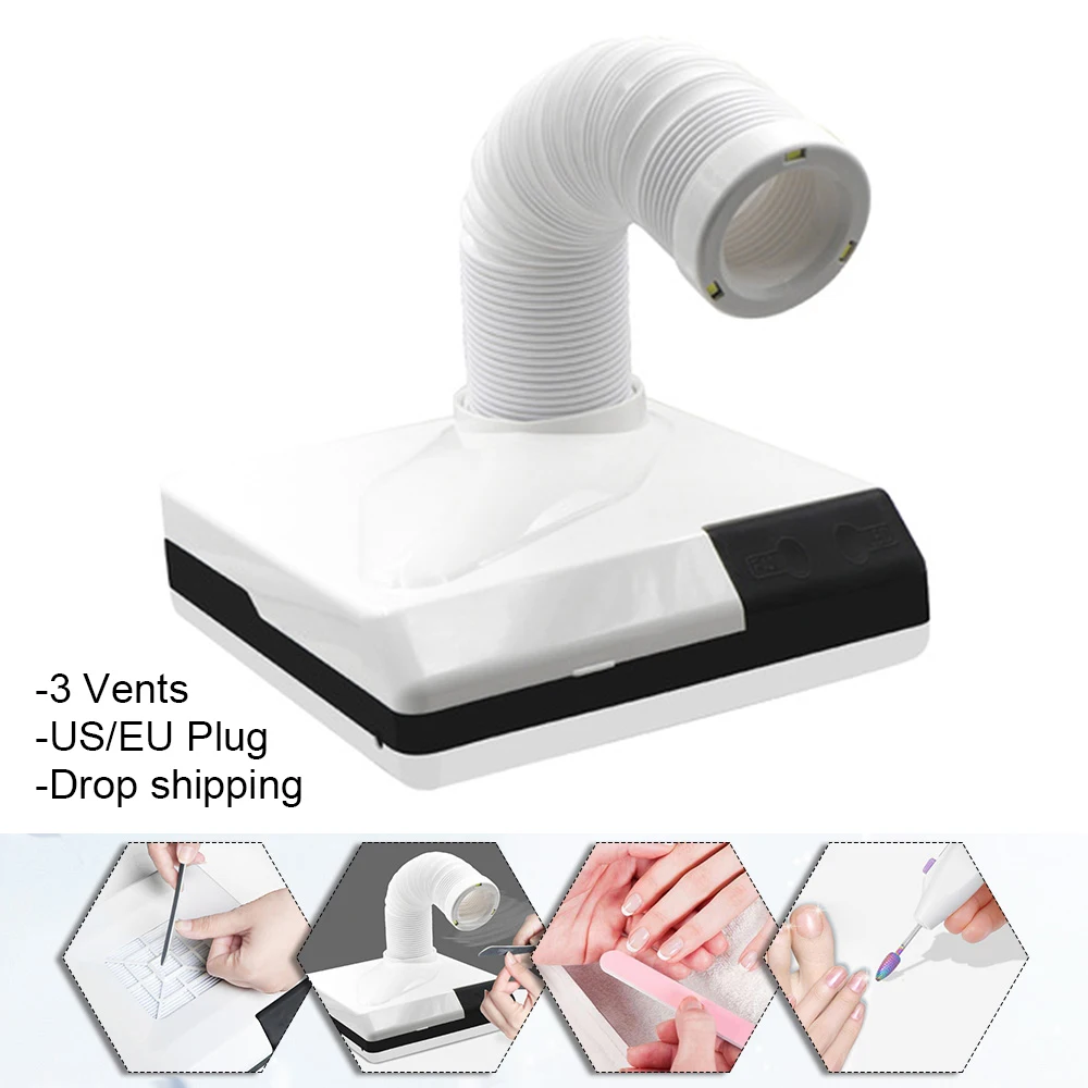 

Double Use 60W Powerful Nail Dust Collector Machine 3 Vents For Manicure Vacuum Cleaner Nail Art Device Nail Fan Dust Suction