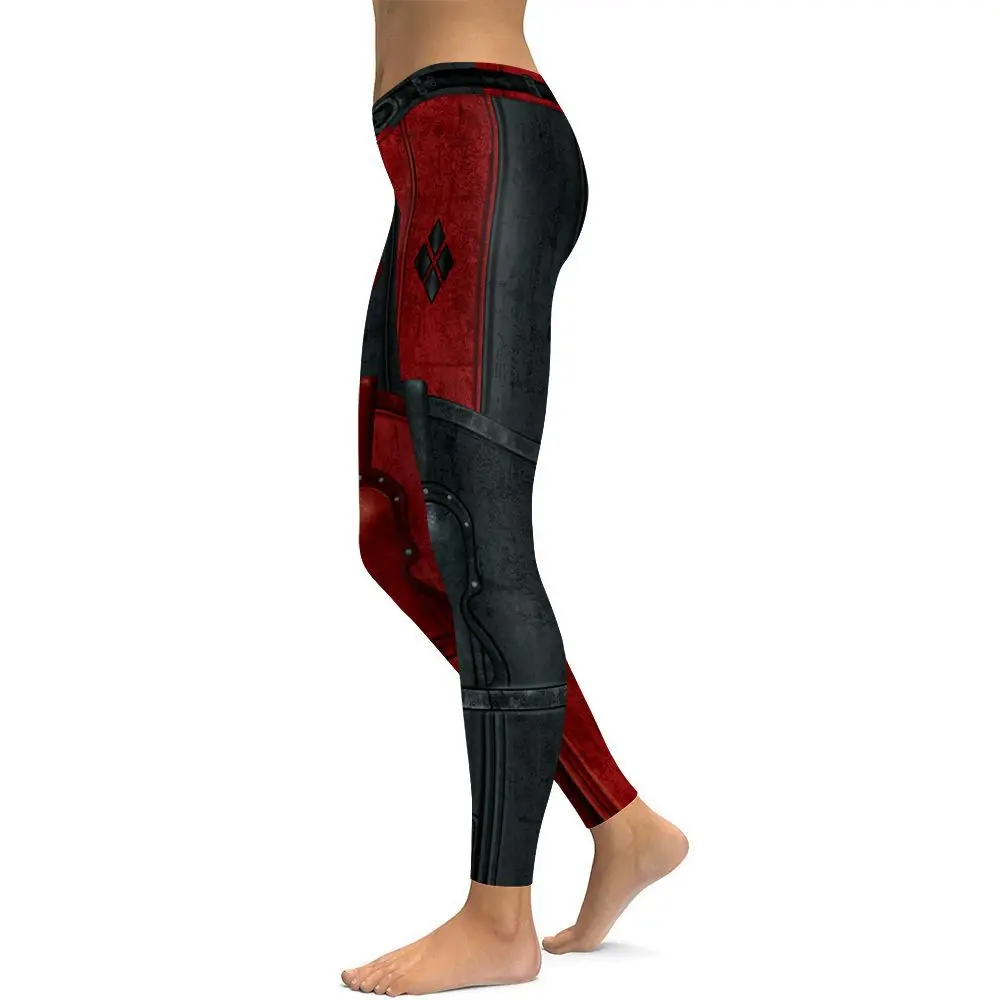 Black Red workout legging fitness exercise leggings (2)