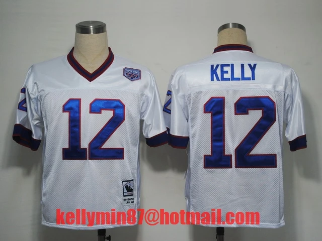 Синий Stitiched, Buffalo, Jim Kelly, Cam Thomas, Брюс Смит, Andre Reed, возврат для мужчин Джерси - Цвет: Синий