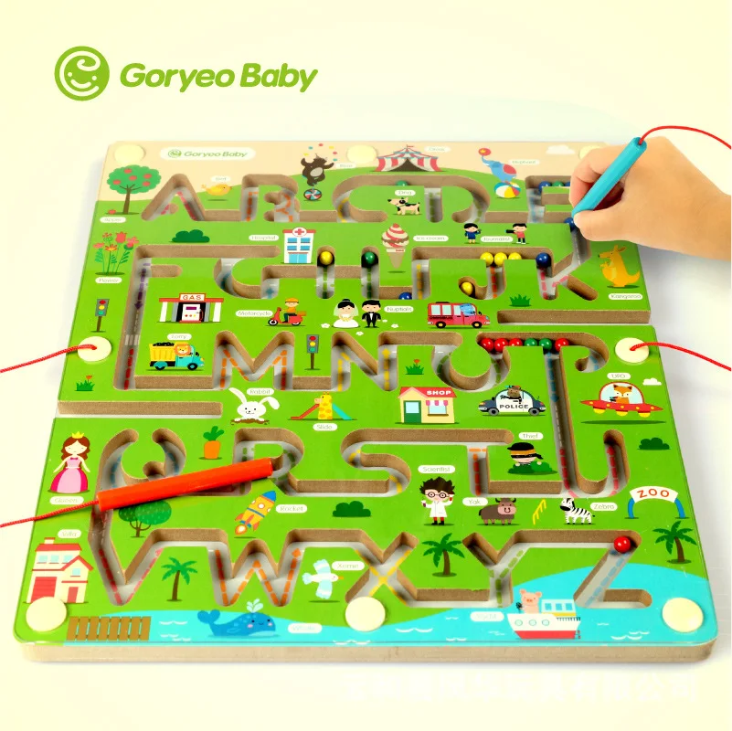 Goryeobaby2-6-Year-Old Детская образовательная Когнитивная рука-глаз Координационная родитель и ребенок игра Магнитный лабиринт с буквами лабиринт