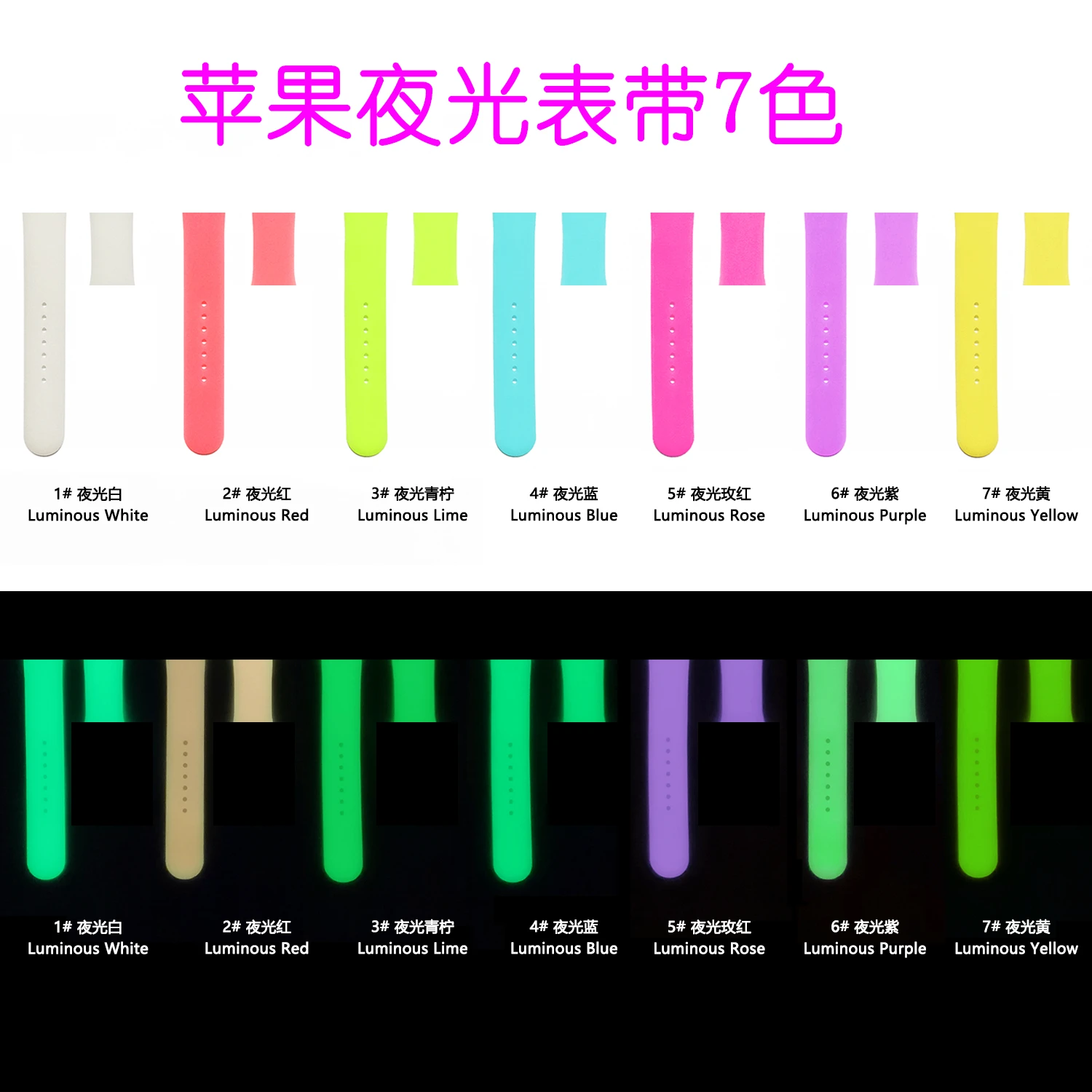 Glow in The Dark Band For Apple Watch,Fluorescence Silicone Watch Strap