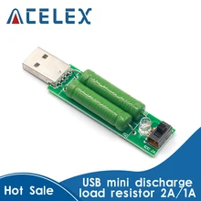Mini resistencia de carga de descarga USB, 2A/1A con interruptor 1A, led verde, 2A, led rojo
