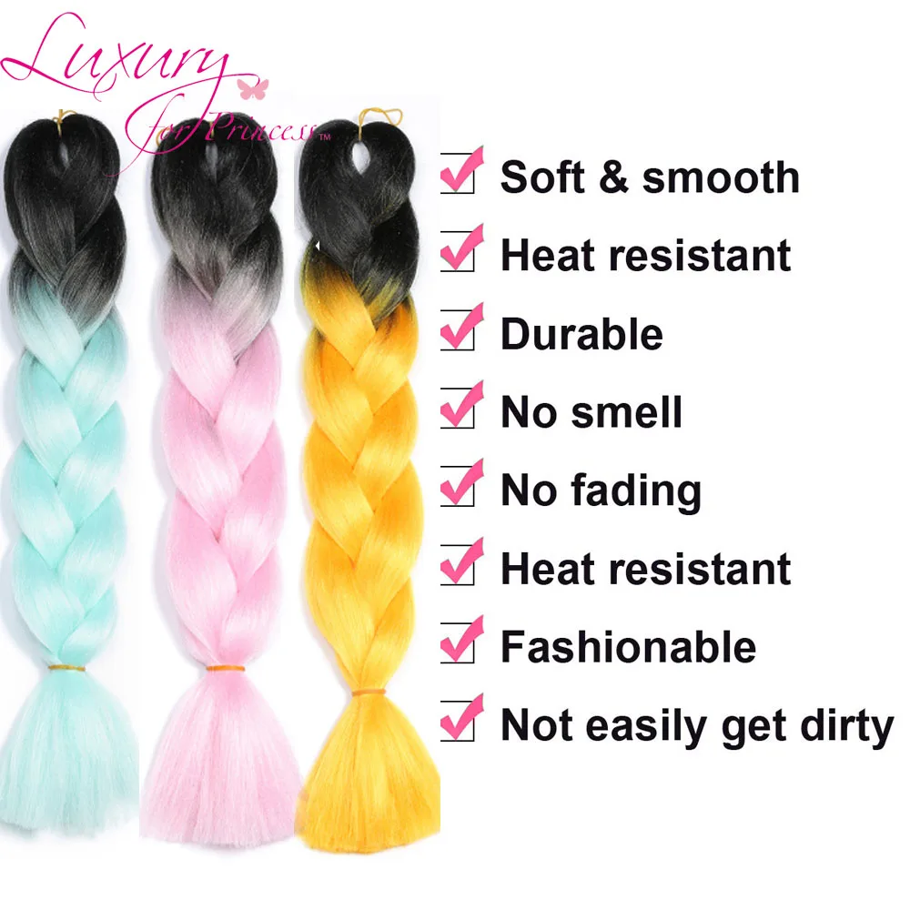 100g 24 inch Jumbo Braid Hair Extensions Synthetic Braiding Hair Ombre Crochet Hair for women Pink Red Green Blue Orange