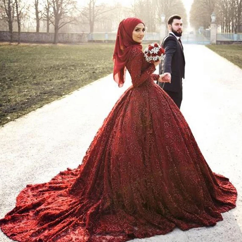 dark maroon wedding dress