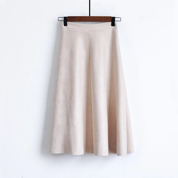DANJEANER модная замшевая трапециевидная юбка с высокой талией для женщин на весну и осень в Корейском стиле до середины икры Ретро плиссированная юбка с эластичным поясом
