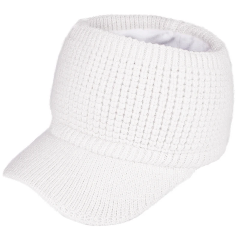 FURTALK Ponytail Beanie Hat Women Winter Knitted Hat High Messy Bun Hats for Female Fleece Cap Winter Black Cap Sportswear - Цвет: Белый