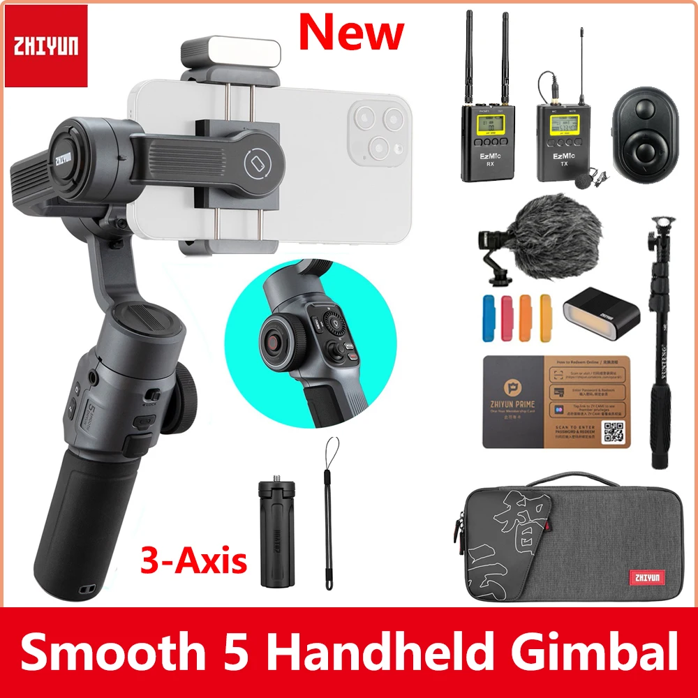 Zhiyun Smooth 5 3-осевой Ручной Стабилизатор для iPhone 13 12 11X8 7 Plus 6 Samsung Galaxy S8 + S7 S6 смартфон PK