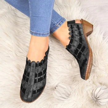 

2020ankle Boots For Women Casual Shallow Slip-on Pointed Toe Low Heels Shoes Woman Big Size Pu Leather Zapatos De Muje