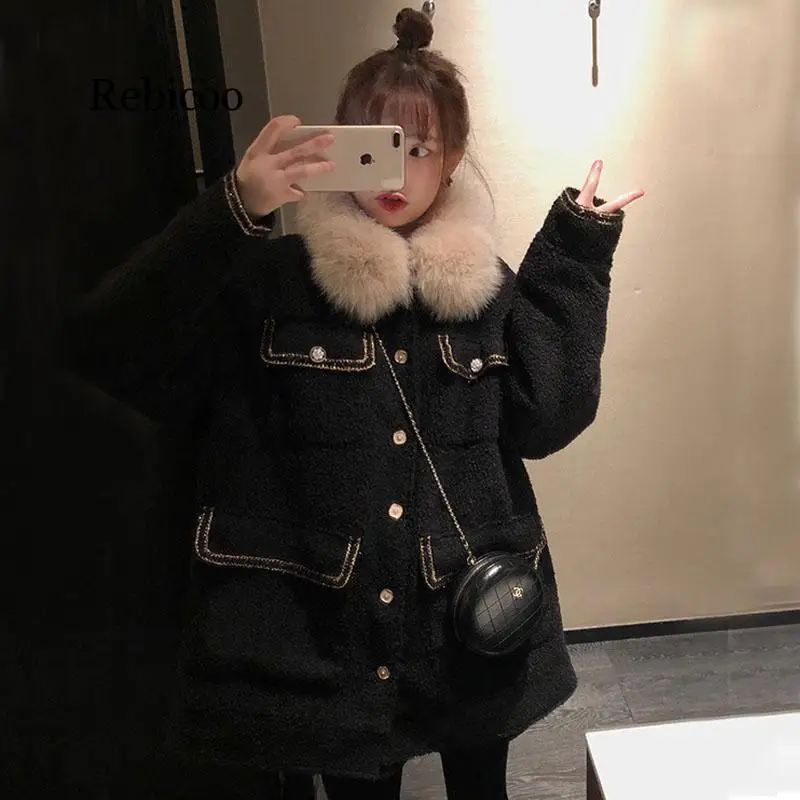 

Jackets Plus Size Vintage Pockets Outwear Coats Women Warm Windproof Hooded Thickening Oversize Outwear Lamb Wool Coat Retro