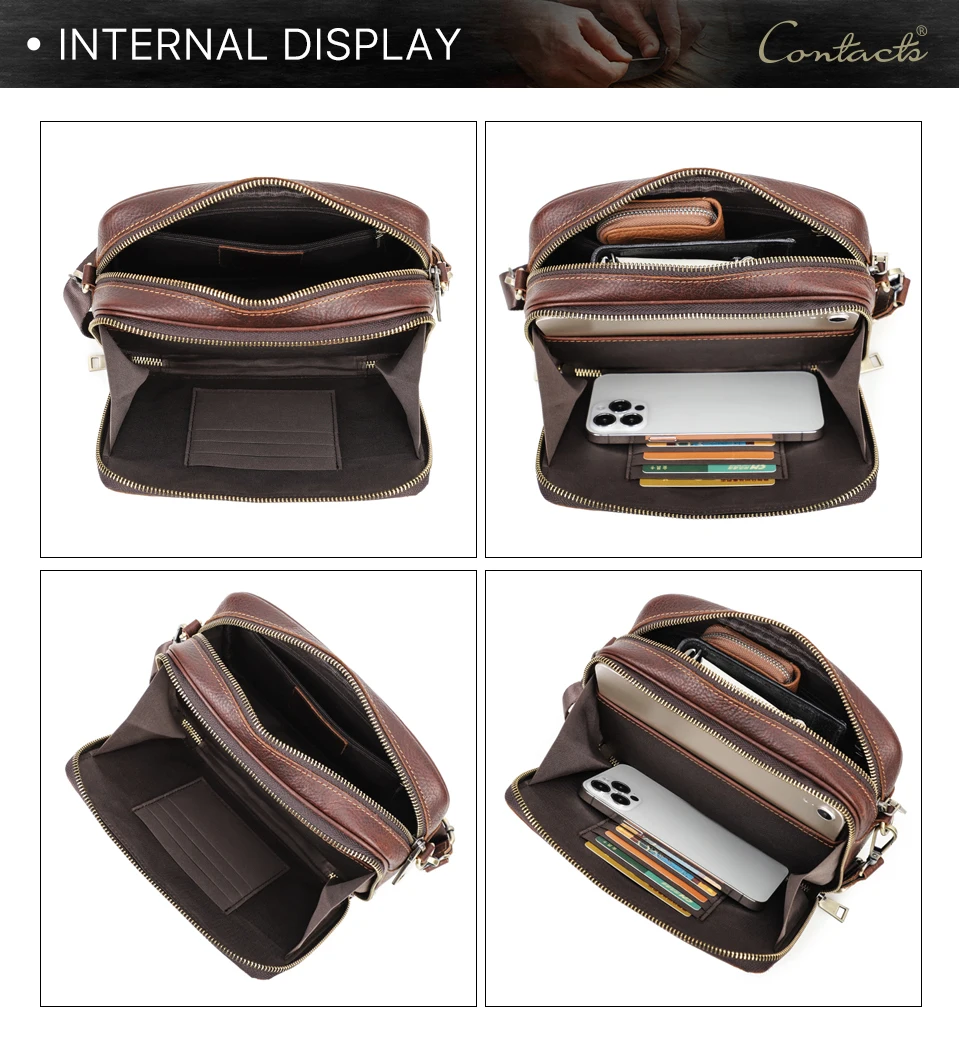 Retro Echtes Leder Männer Mini Schulter Taschen Casual Mann Umhängetaschen Clutch Kleine Handtasche Vintage Männlichen Mini Umhängetasche – Detail 12