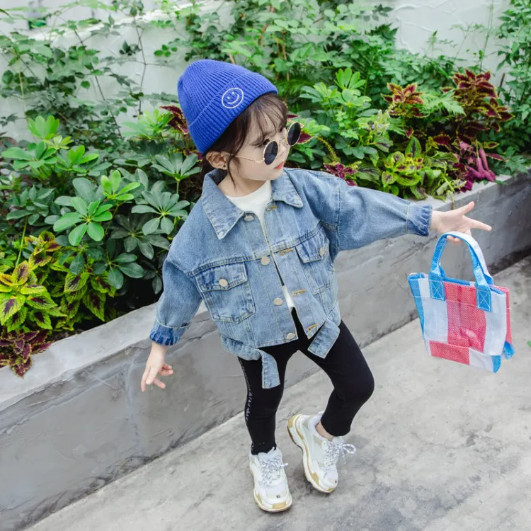 

Baby Girls Children 2020 Spring Clothing Long Sleeve Solid Color Jeans Coat 2 Childrenswear
