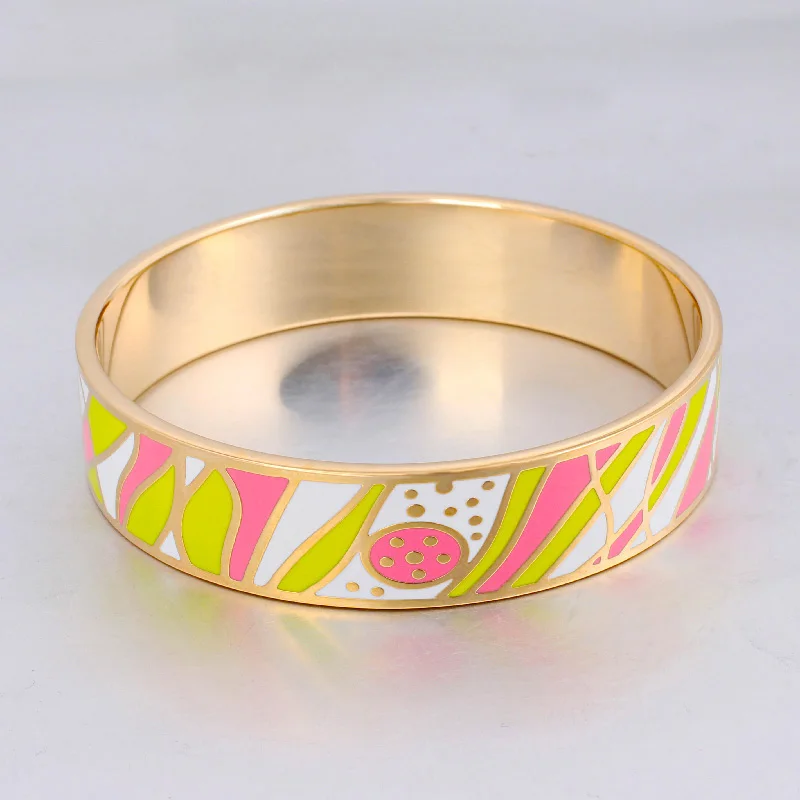 Elegant Designer Geometry Bracelet Vintage Stainless Steel Red 16mm Width Enamel Bangles for Women Classic Gift