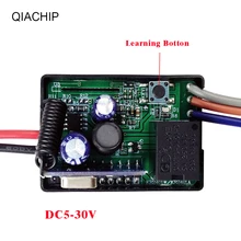 Módulo receptor de relé, módulo de receptor de relé sem fio universal 6v 12v 24v qiachip 433 controle remoto portátil eletico