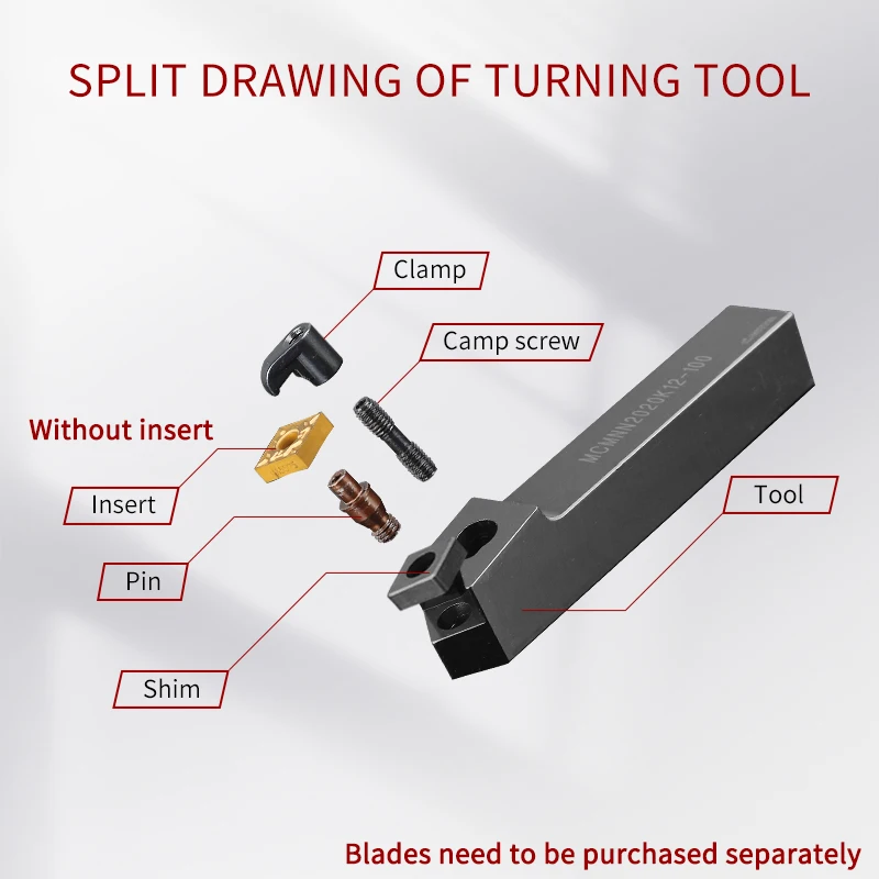 외부 선반 공구 홀더 MCMNN2020/2525/3232-100 Obtuse 각도 카바이드 인서트 CNMG12/16 MCMNN 선반 절삭 공작 기계