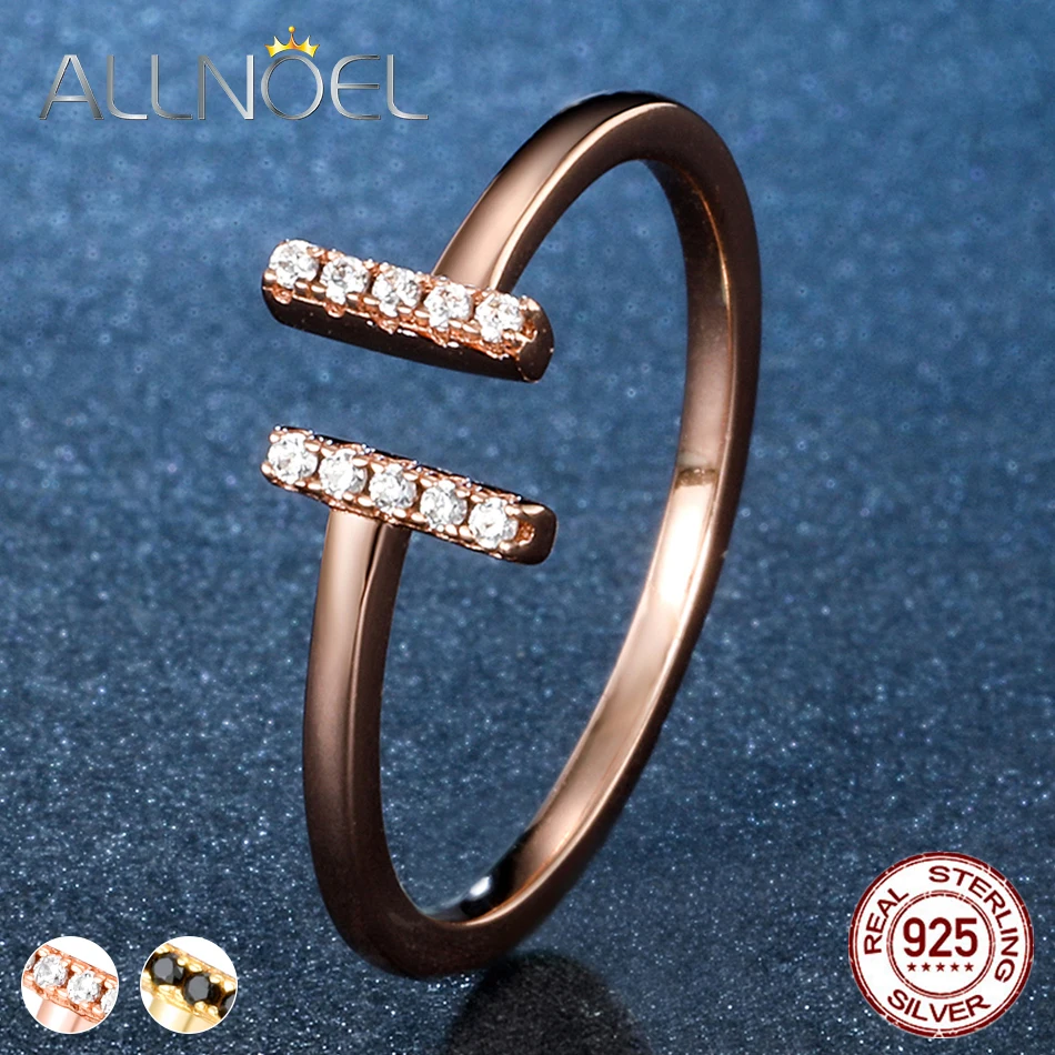 ALLNOEL 925 пробы серебряные Регулируемые кольца для женщин розовое золото / желтое