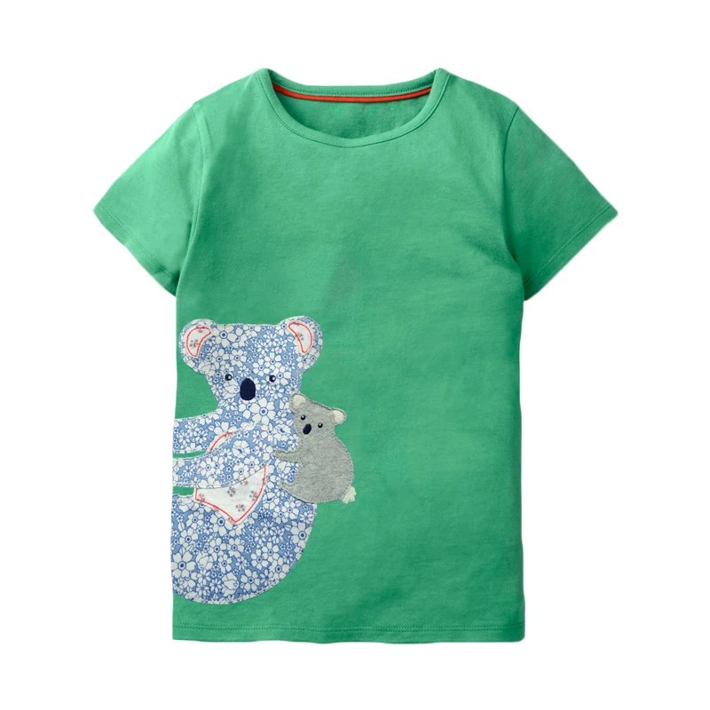Little maven/Новинка г.; летняя одежда для маленьких девочек; брендовая хлопковая футболка с короткими рукавами и принтом с животными; футболки для девочек - Цвет: Зеленый