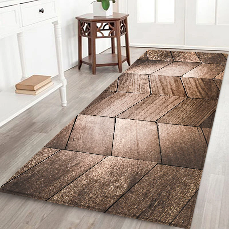 Геометрический деревянный напольный коврик с принтом, кухонные Нескользящие дверные коврики, ковер для кухни, гостиной, входной декор, напольный ковер - Цвет: 1