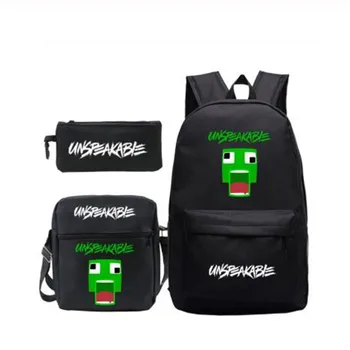 

UNSPEAKABLE printed large-capacity boys and girls student backpack three-piece outdoor travel backpack school bag Mochila